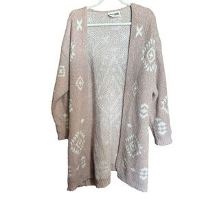 Savanna Jane Cardigan Womens Large Multicolor Boho Print Chunky Open Duster